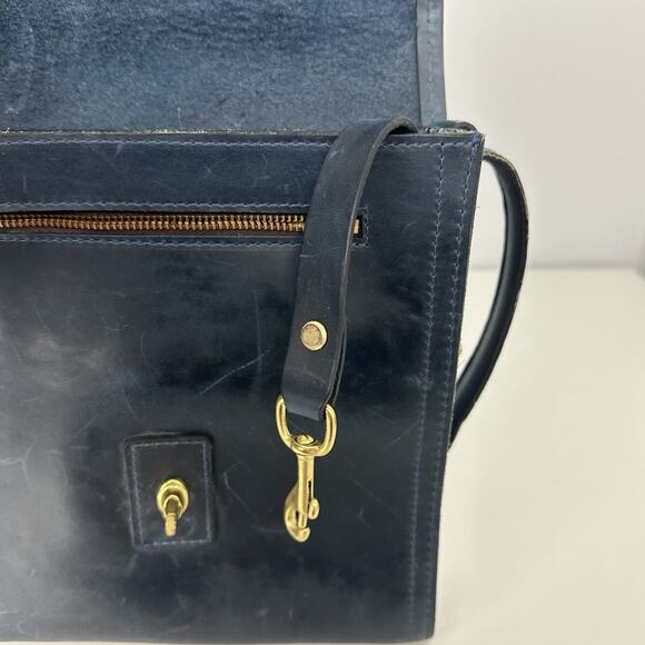 Coronado Leather Blue Leather Flap Messenger Crossbody Bag - Picture 10 of 11